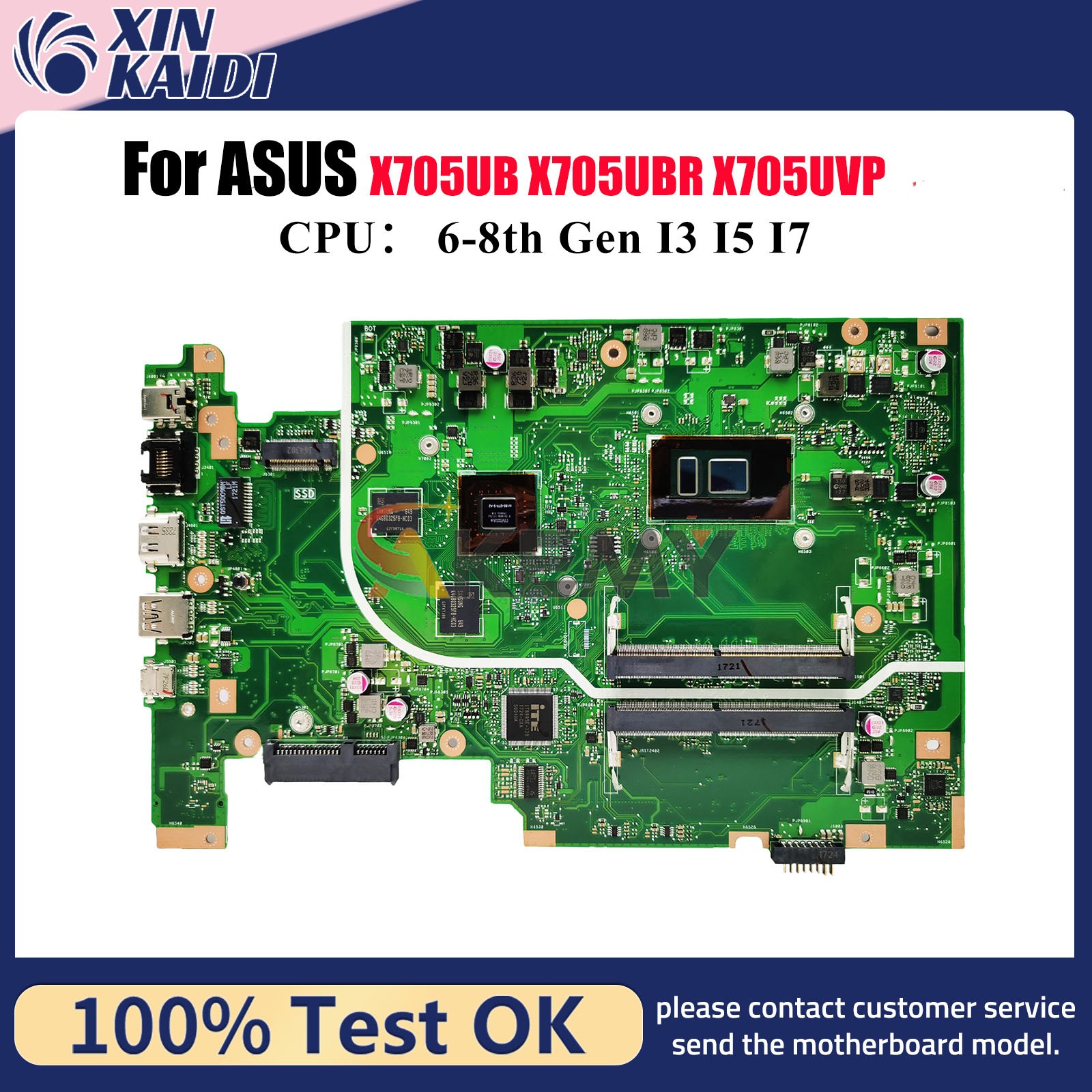 X705UBR Motherboard For ASUS X705UBP X705UV X705UVP/UNR X705UF Mainboard W/CPU
