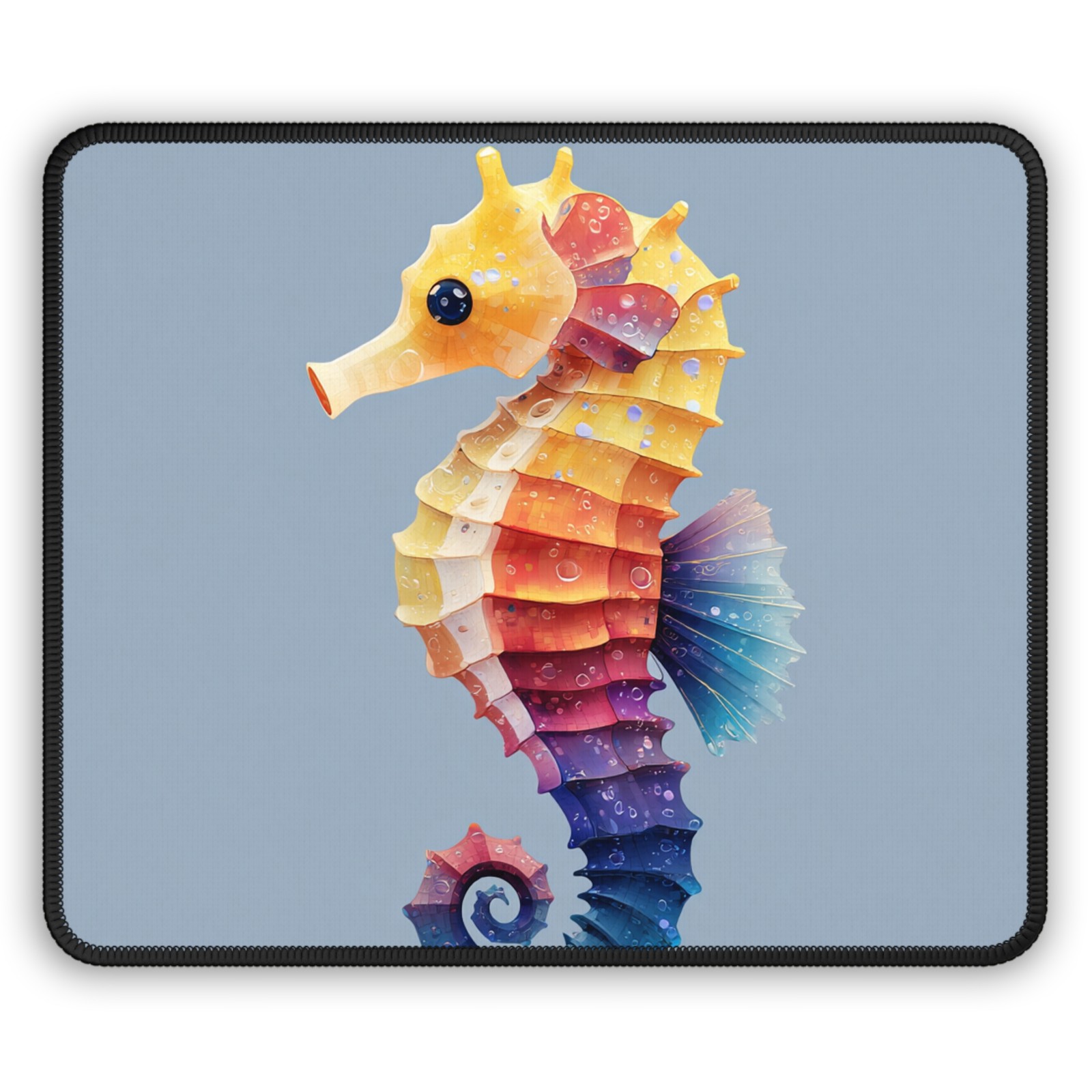 Rainbow Seahorse Gaming Mouse Pad | Colorful Sea Creature Desk Mat