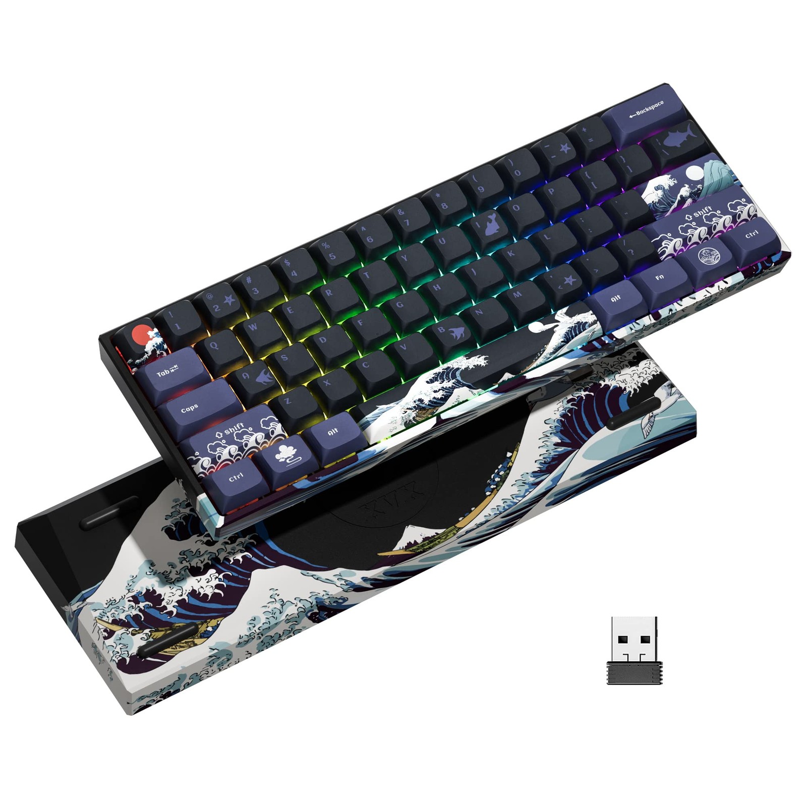 XVX 60% Gaming Keyboard, RGB 3-Modes Wireless Mechanical Keyboard, Mini 60 Pe...