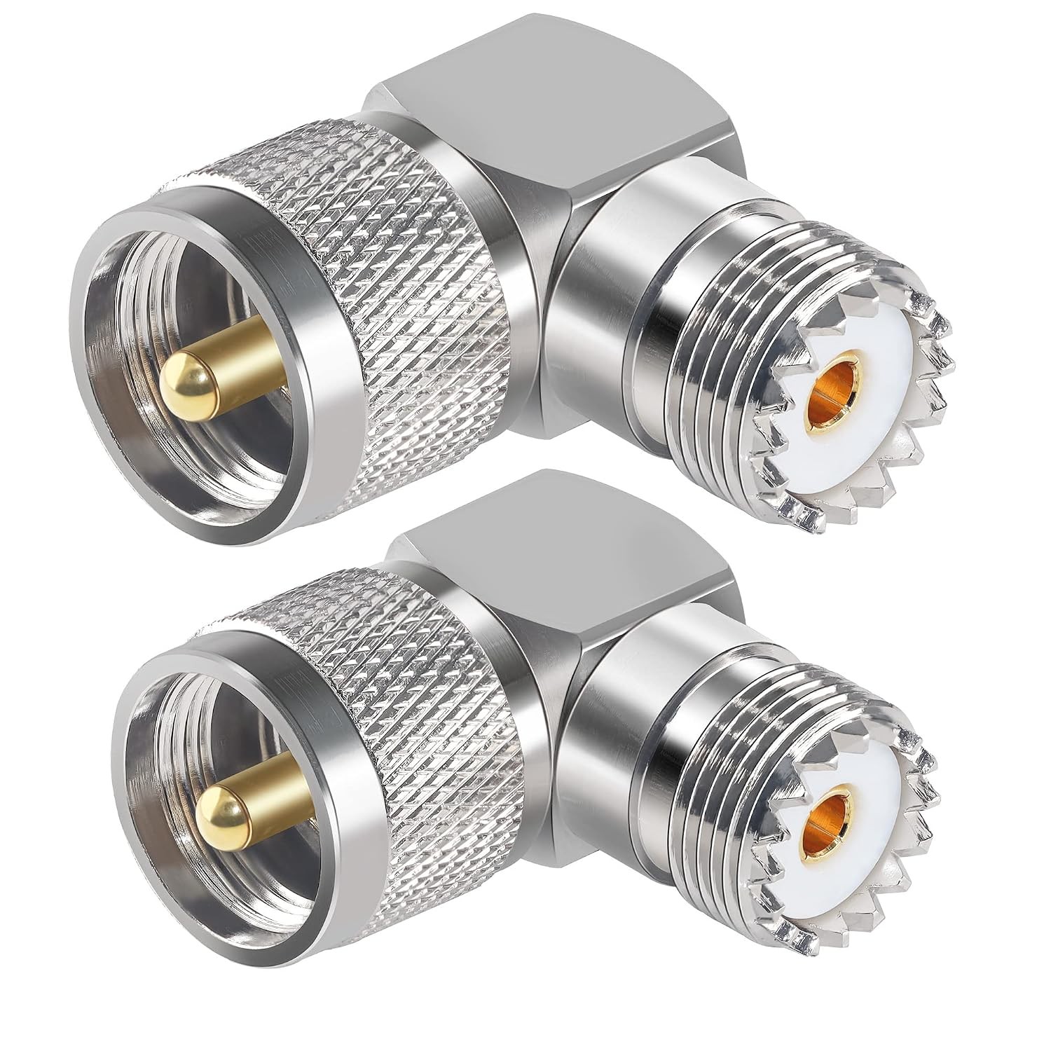 UHF PL259 Right Angle Coax Adapter 90 Degree SO239 Male to Female PL259 Adapter