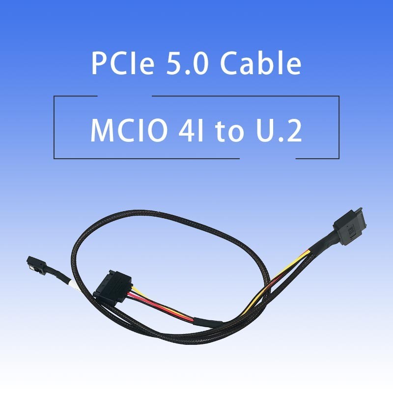 PCIe5.0 High Speed SAS MCIO 4i to U.2 NVMe (SFF-8639) Cable Length =700mm