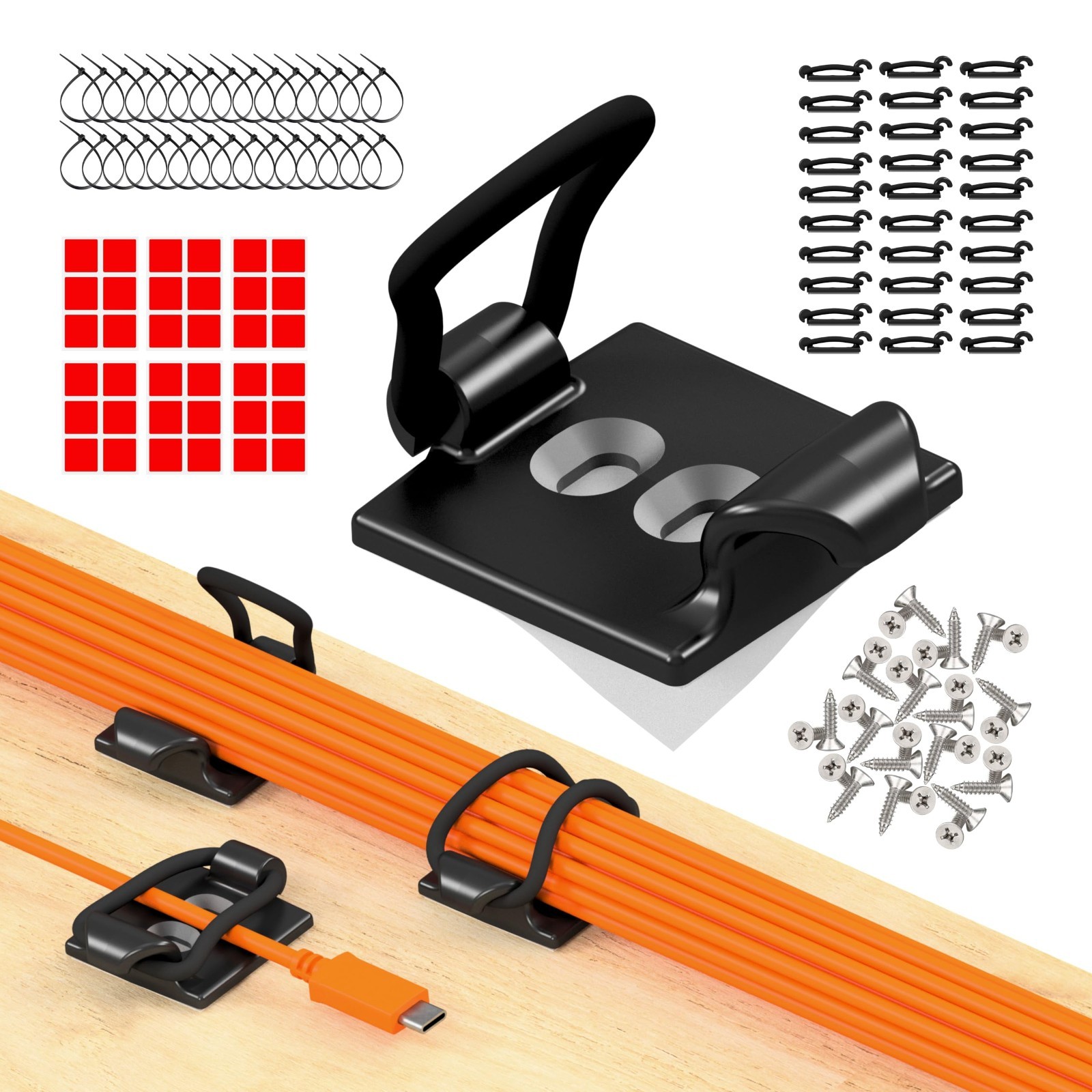 30-Pack Adjustable Self-Adhesive Cable Tidy Clips - Cable Management Organizer f