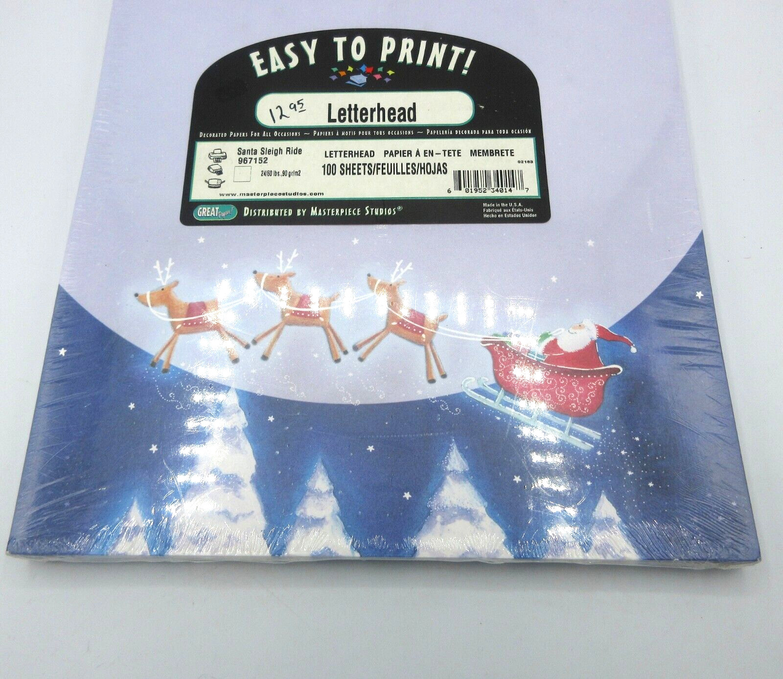 Great Papers Christmas Letterhead Santa Sleigh Ride 967152 100 Sheets USA 24 lb