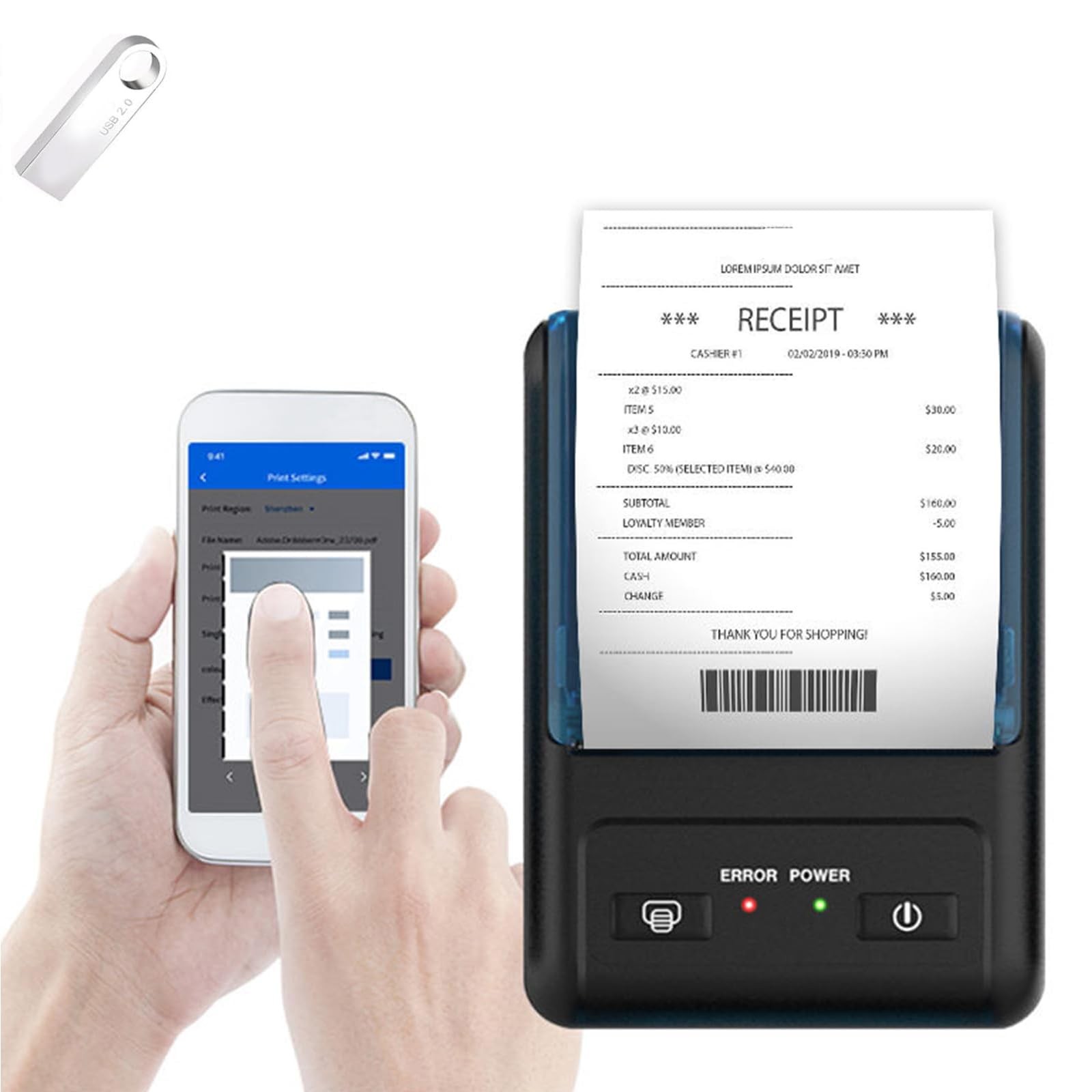58mm Bluetooth Receipt Printer P11 for Android Windows POS Thermal Retail
