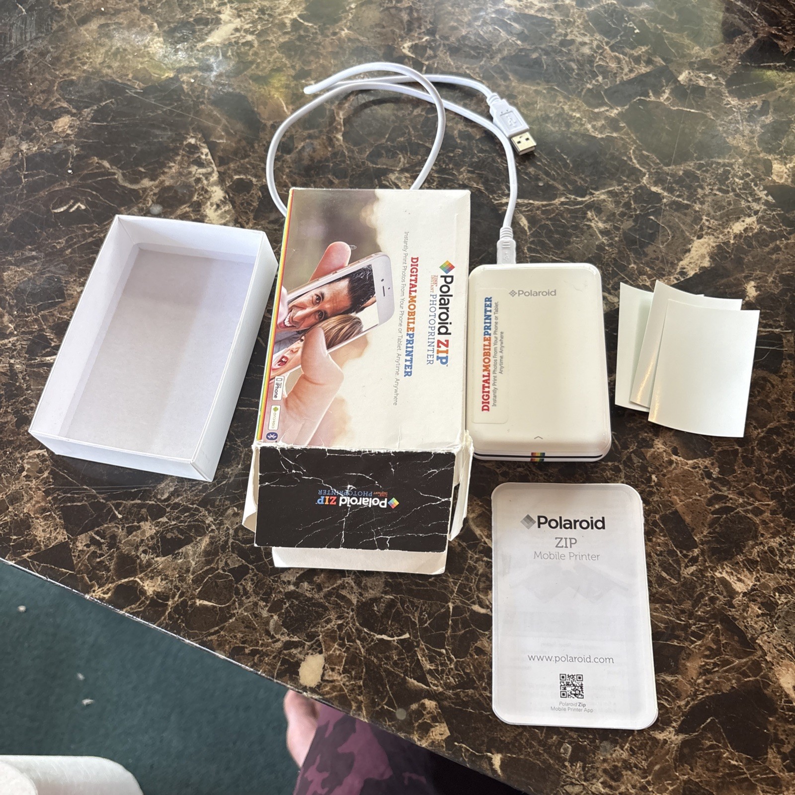 Polaroid ZIP Color Mobile Photo Printer, Bluetooth, Portable White READ