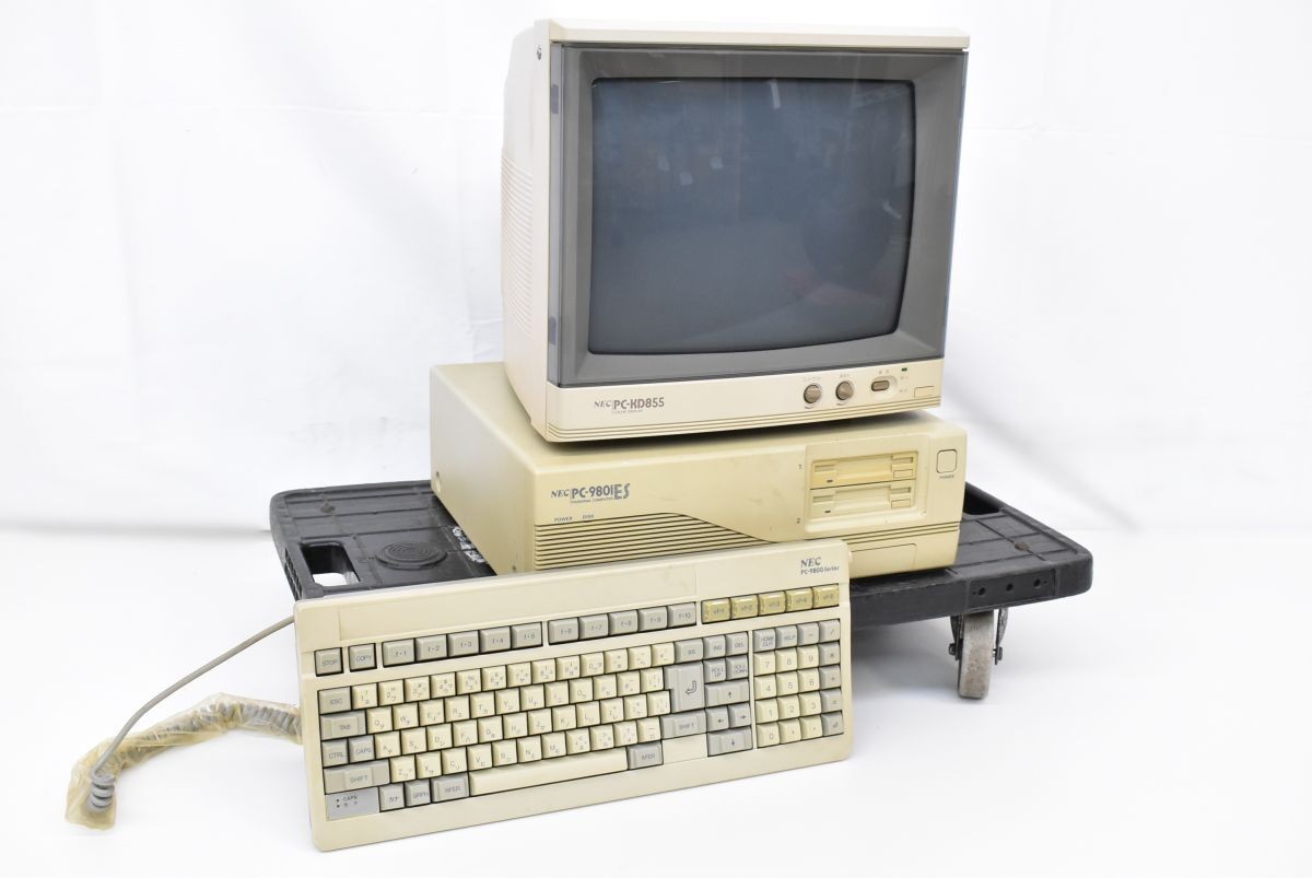 NEC PC-9801 ES Monitor PC-KD855 Keyboard Check OK PC-9800 Series Junk From Japan