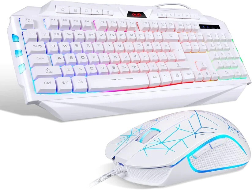 MageGee  Keyboard and Mouse Combo USB Wired Backlit White Gaming RGB lighting
