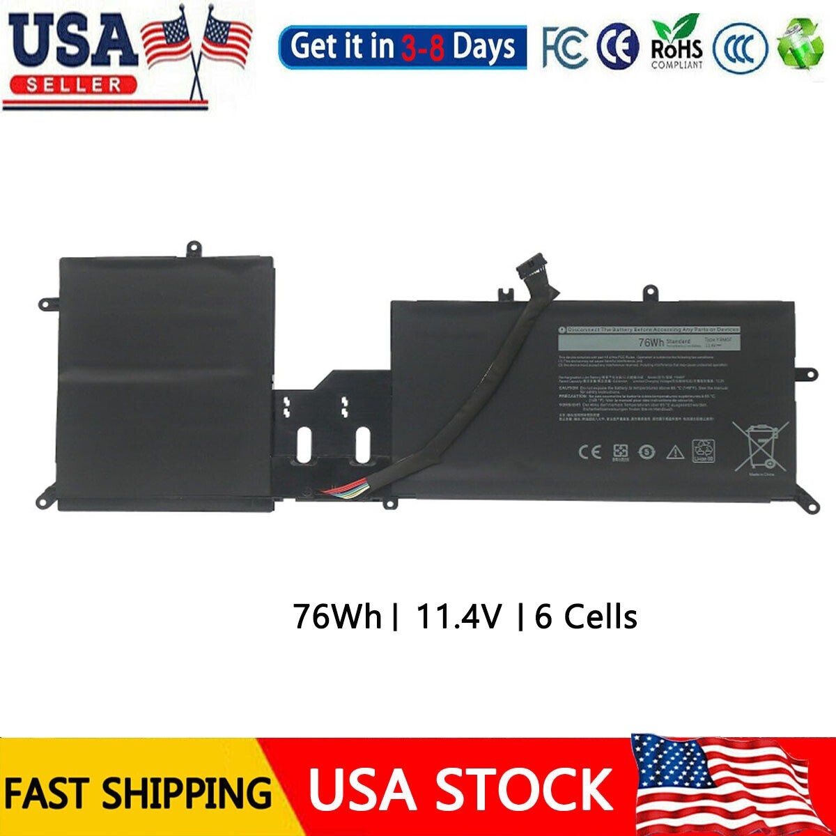 Y9M6F 8K84V Battery For Dell Alienware M17 M15 R2 P41E001 P87F001 P41E P87F 76Wh