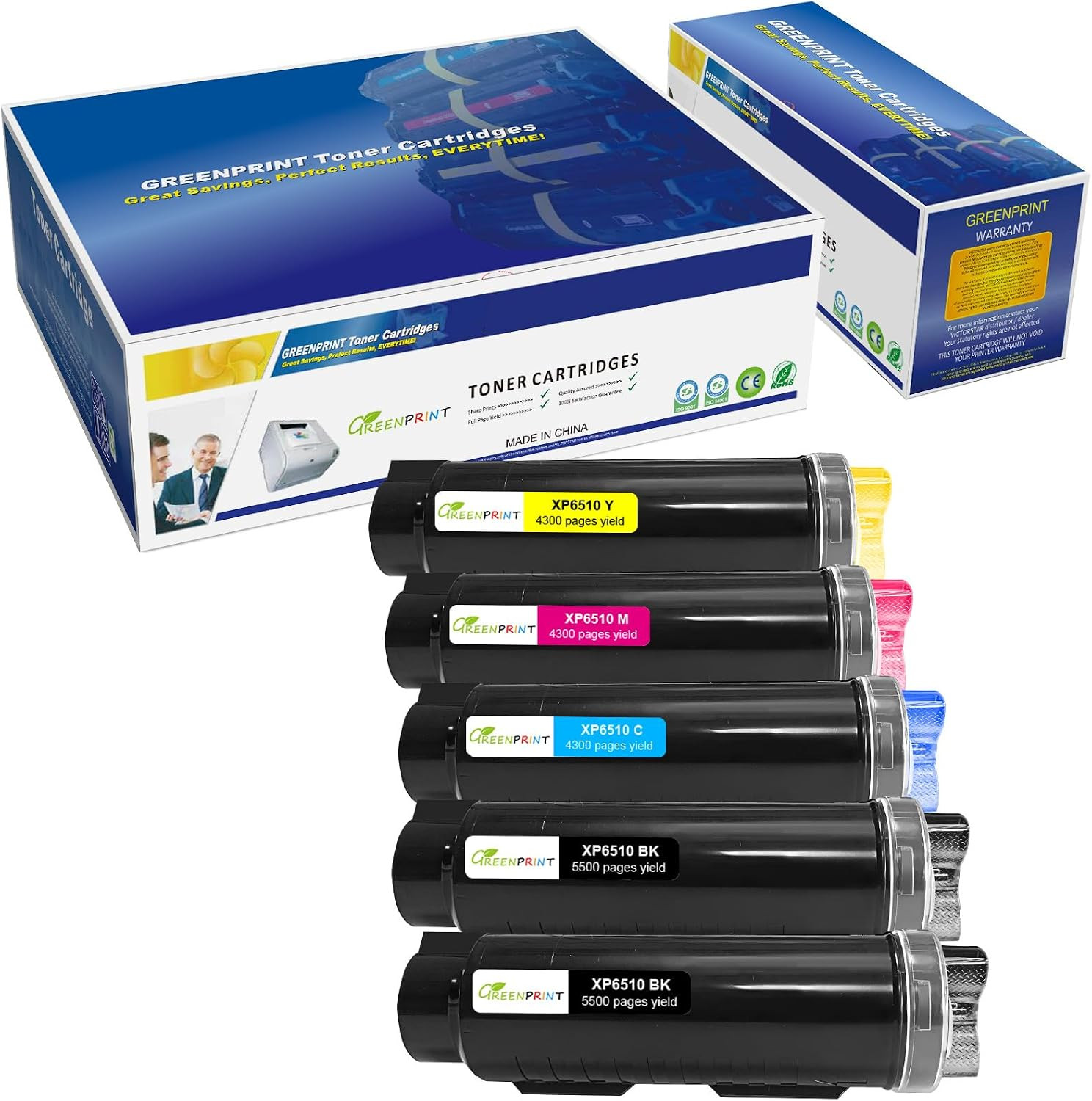5 Packs 6510 6515 Compatible Toner Cartridges (Extra High Yield) 5500 Pages 2 Bl