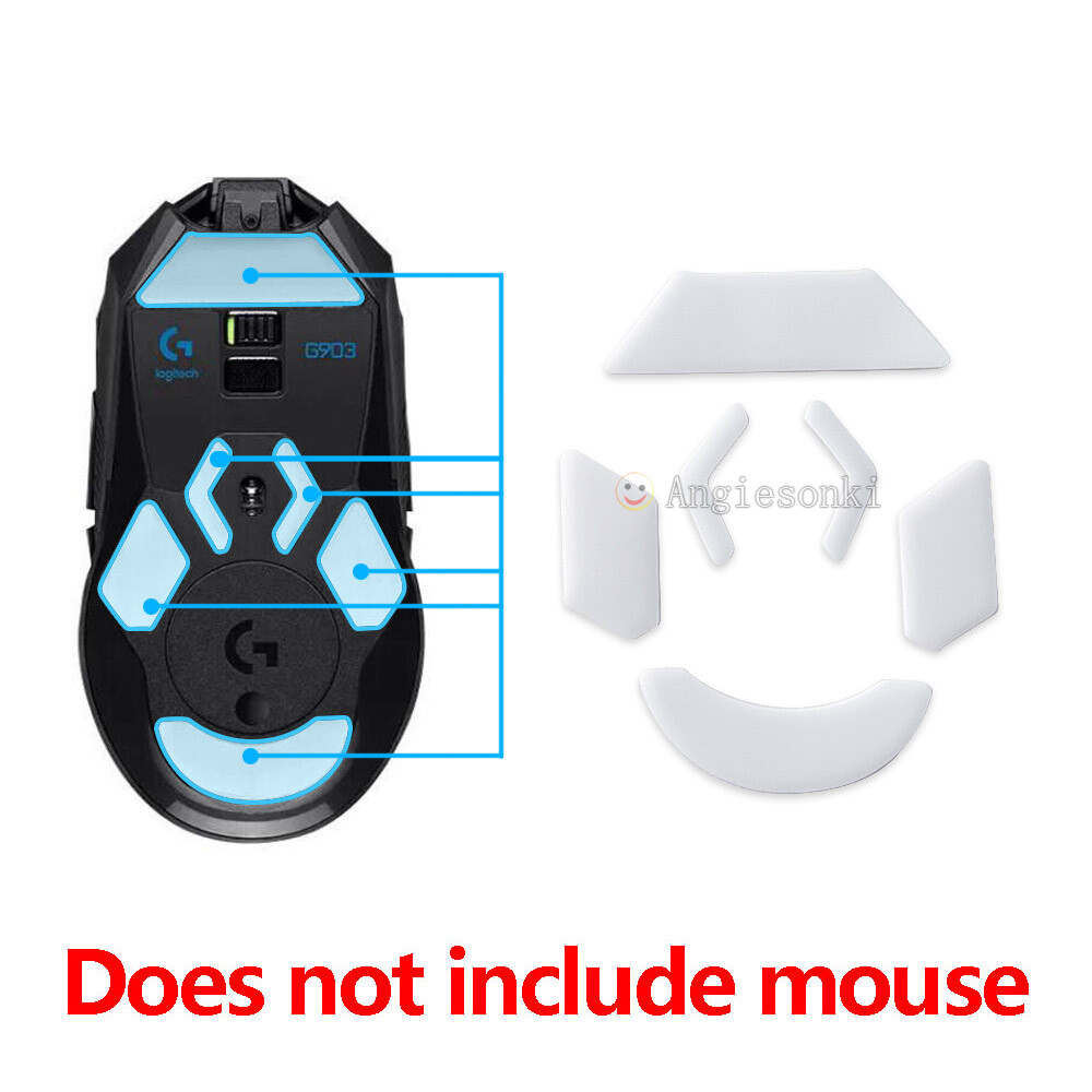 2 Sets White Rounded Curved Edges Mouse Feet Skates for Logitech G903 mouse