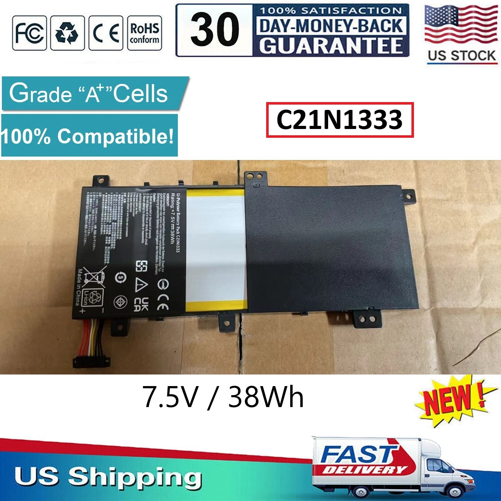 New C21N1333 Battery For Asus Transformer Book Flip 15.6" TP550LA TP550LD R554L