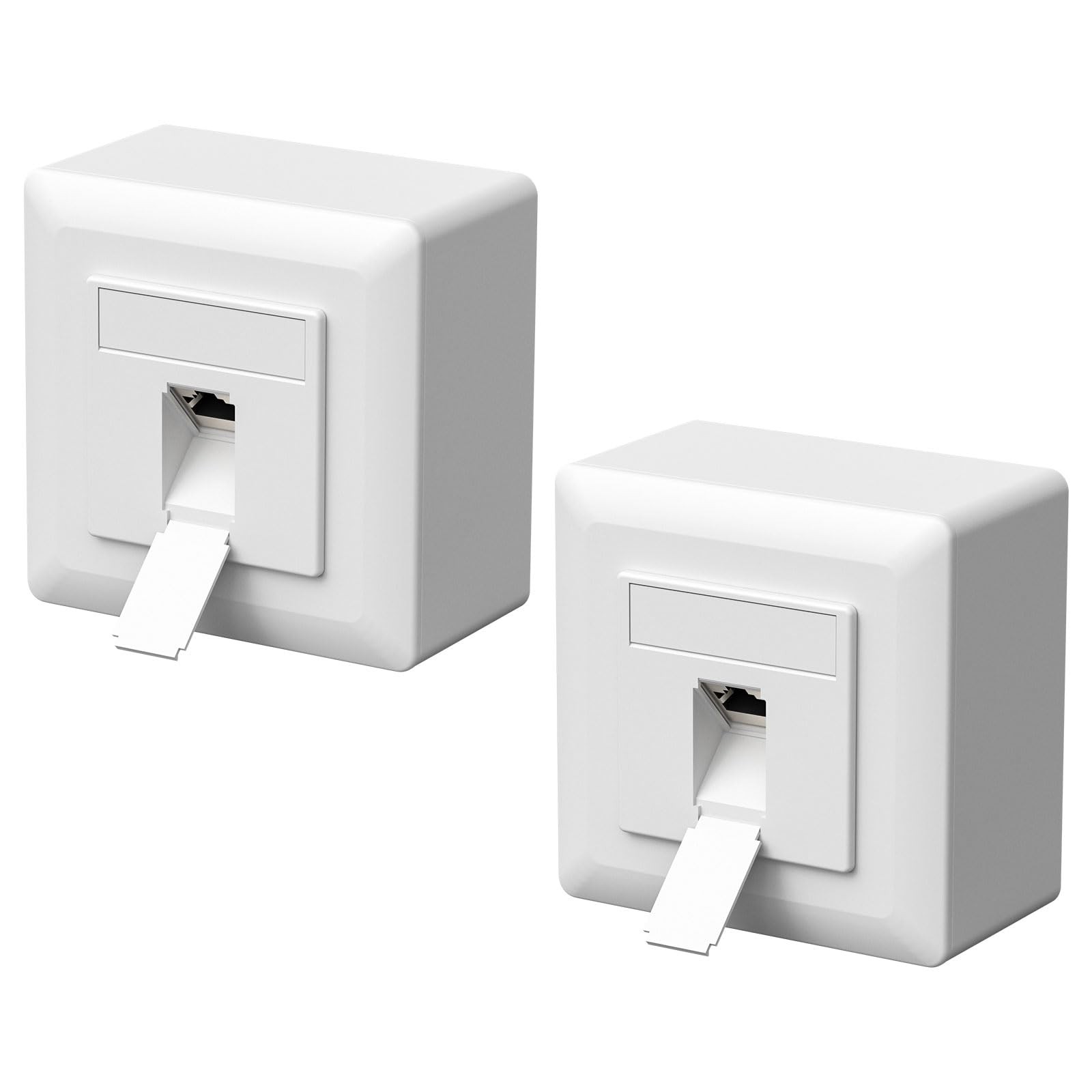 2x universal network socket CAT6a 1 port surface-mounted/flush-mounted white 80x80x40mm