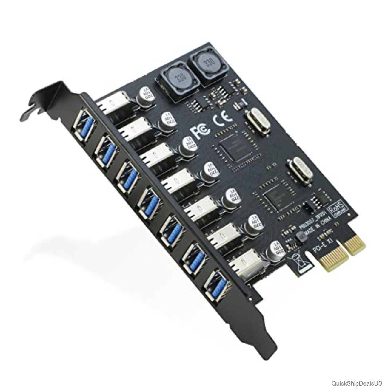 USB 3.0 PCIe Expansion Card 7 Port 5Gbps Adapter PCI-e x1 Motherboard Hub for