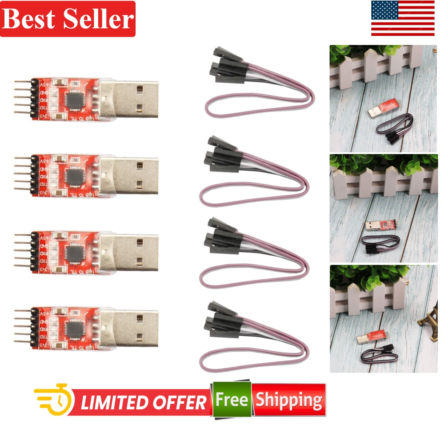 4 Pcs USB 2.0 to TTL UART 5PIN Module Serial Converter CP2102 STC Microcontro...