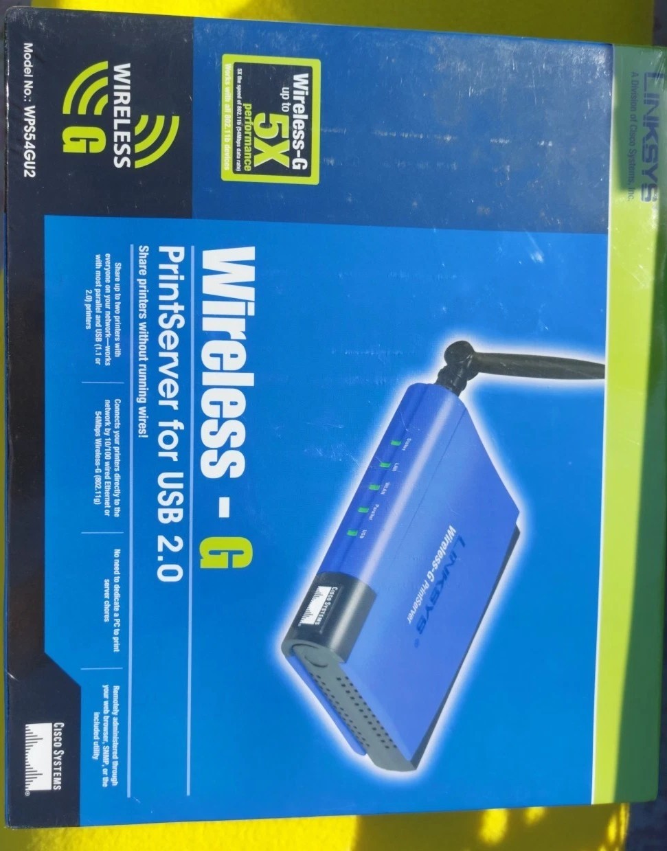 NEW SEALED - Linksys WPS54GU2 Wireless-G PrintServer for USB 2.0 ⭐️