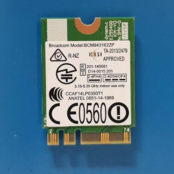 Genuine Broadcom BCM943162ZP Dual Band Mini PCIe M.2 2230 WiFi + BT 4.0 Card