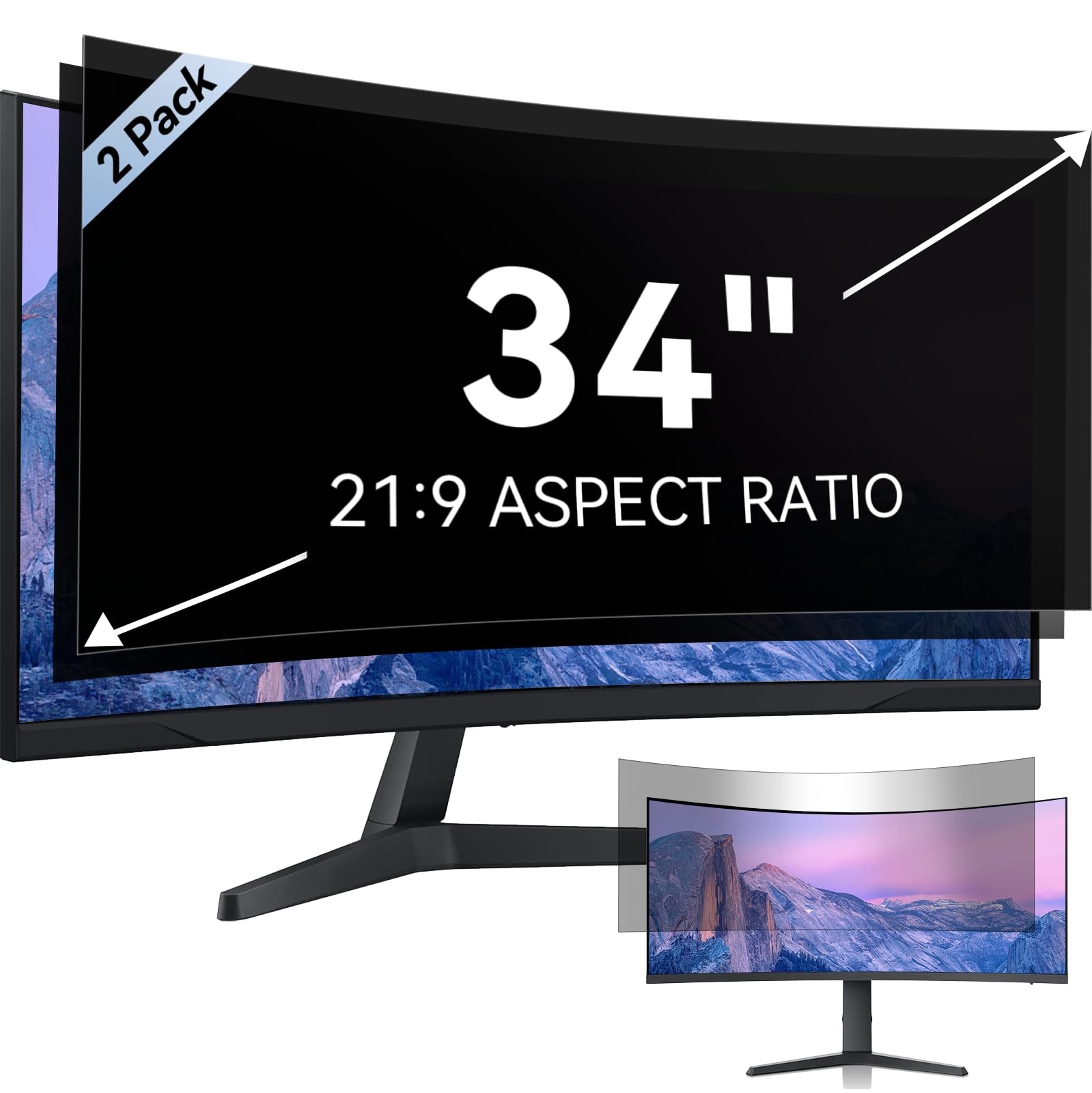 [2-Pack] 34 Inch Computer Privacy Screen for 21:9 Aspect Ratio Widescreen