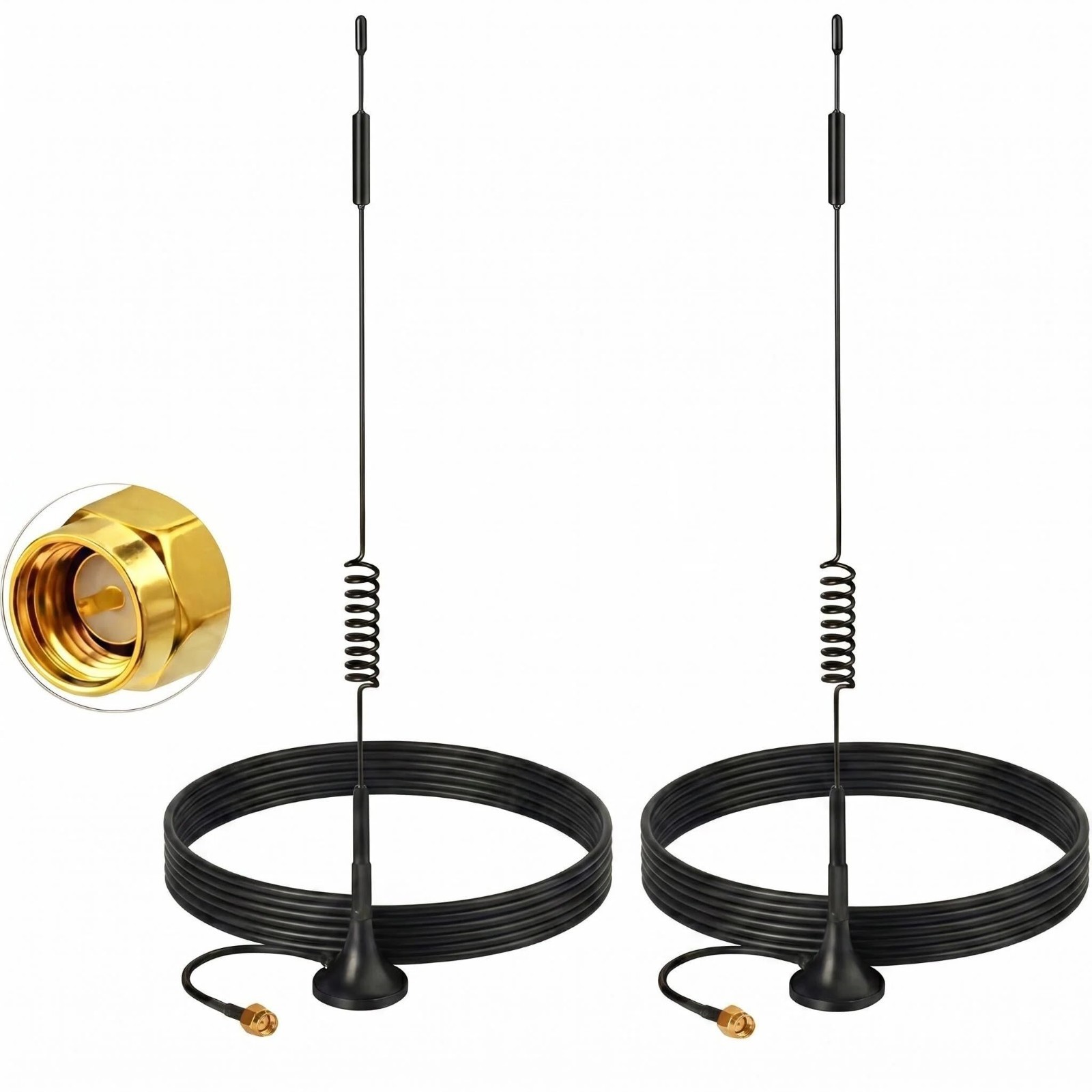 2-Pack 12dBi 4G LTE MIMO Omni-Directional Antennas SMA Magnetic Base 698-4900MHz