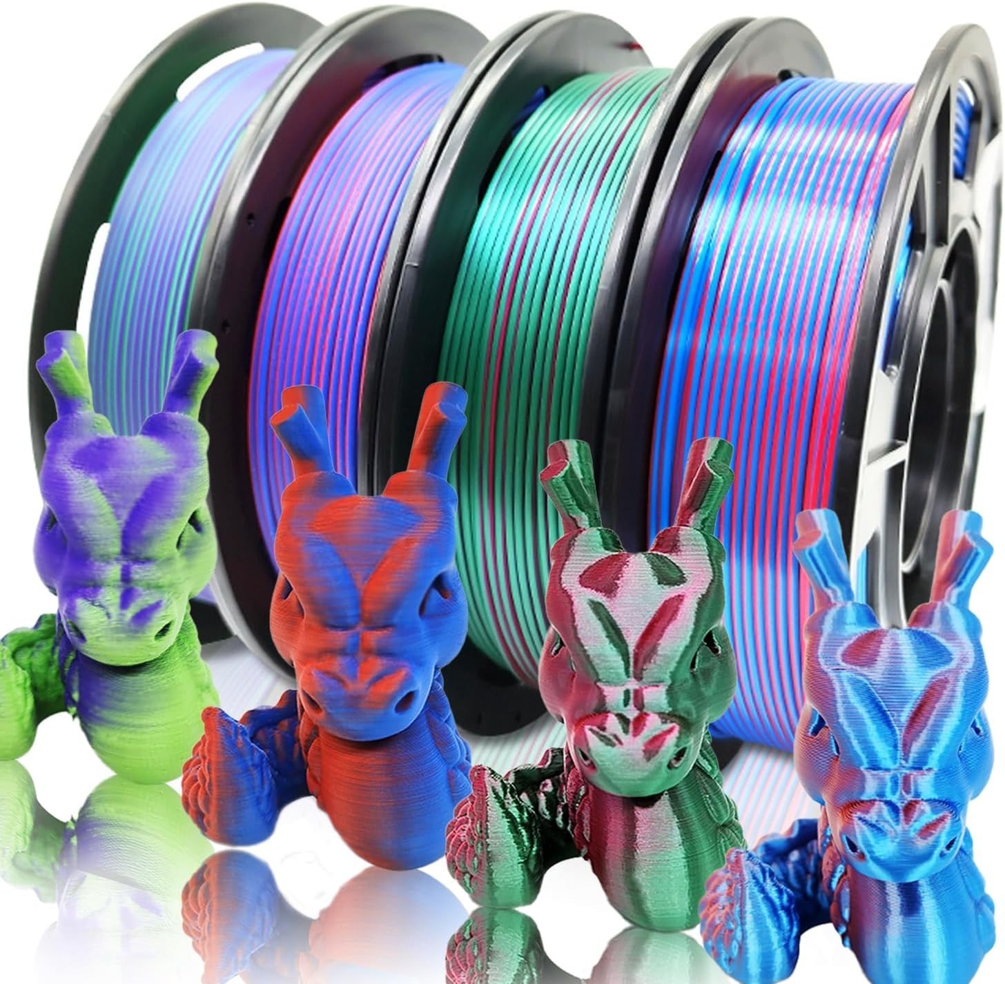 4X 250g Color Pack, Dual Color Filament Coextrusion PLA Filament 1....