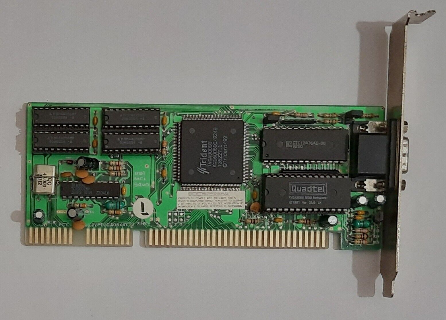 Trident 9016X2/4 LT2 REV. B ISA Graphics Card (TVGA9000B, 512KB, Retro, 1992)