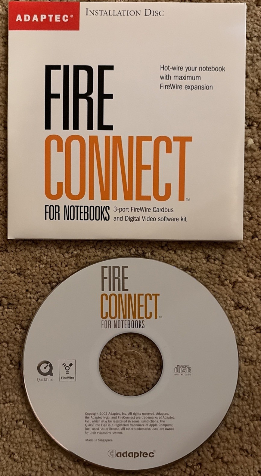 Adaptec Fire Connect For Notebooks Install Disc ONLY 2002