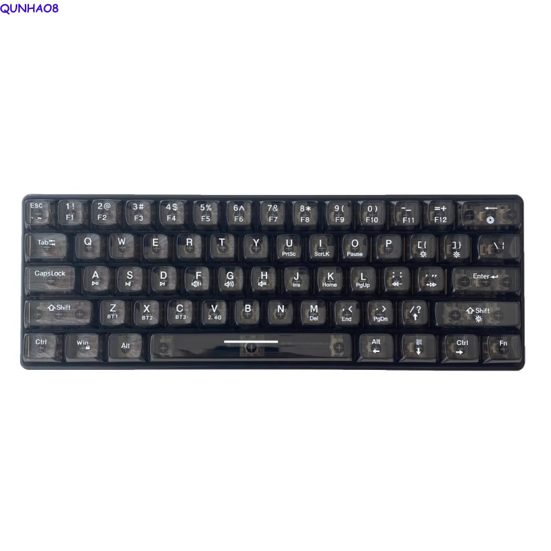Cool Dark Transparent Mechanical Keyboard White Axis Wireless Bluetooth 3-Moded