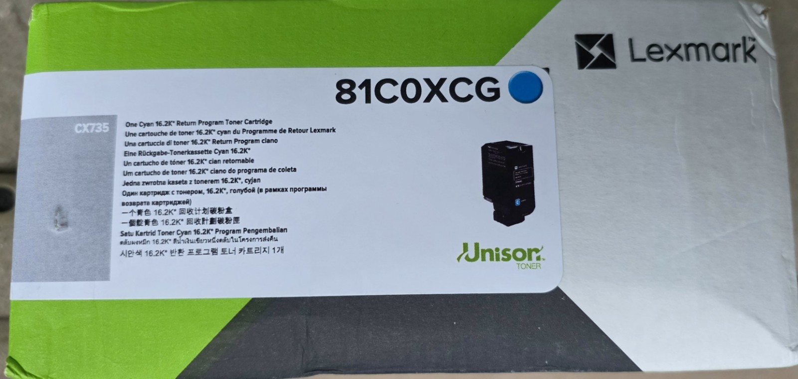 Lexmark Original Laser Toner Cartridge Return Program Cyan 81C0XCG Brand new