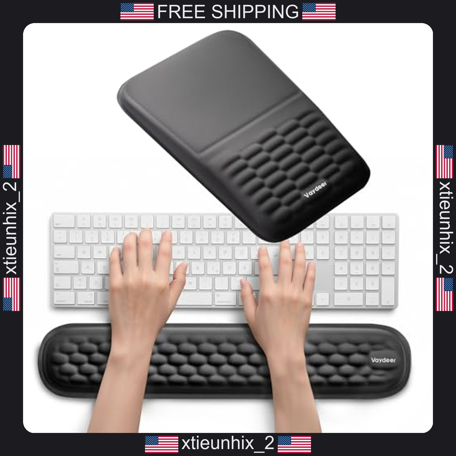 Memory Foam Keyboard Wrist Rest and Mouse Pad Set with Support
