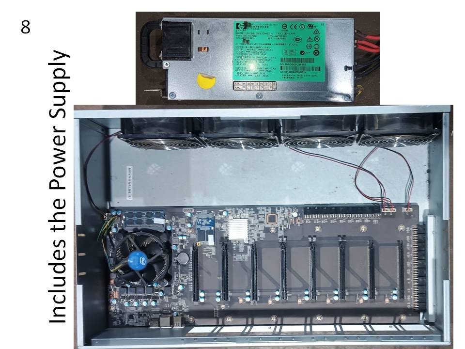 Gpu CRYPTO Bitcoin Mining Rig Server Case 8 Slot with detached Power Supply