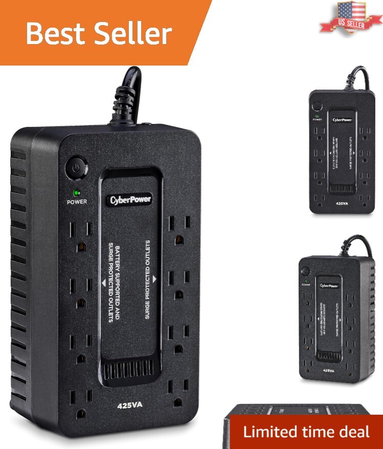 Compact 425VA UPS System with 8 Outlets - Reliable Surge Protection for Home