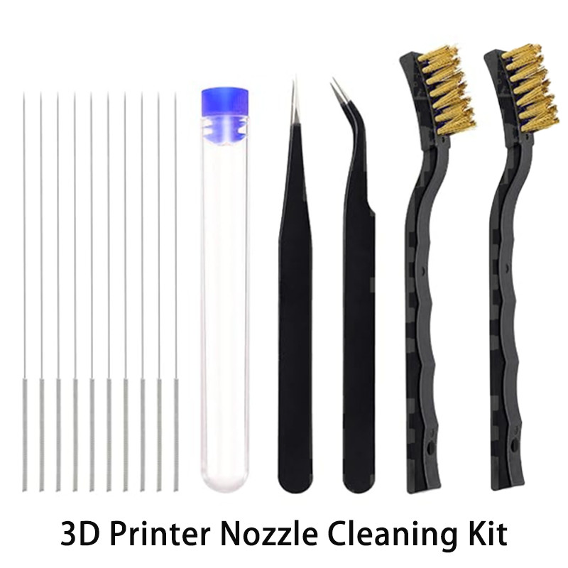 14PCS 3D Printer Nozzle Cleaning Kit Cleaning Needles Tweezers Copper Wire Brush