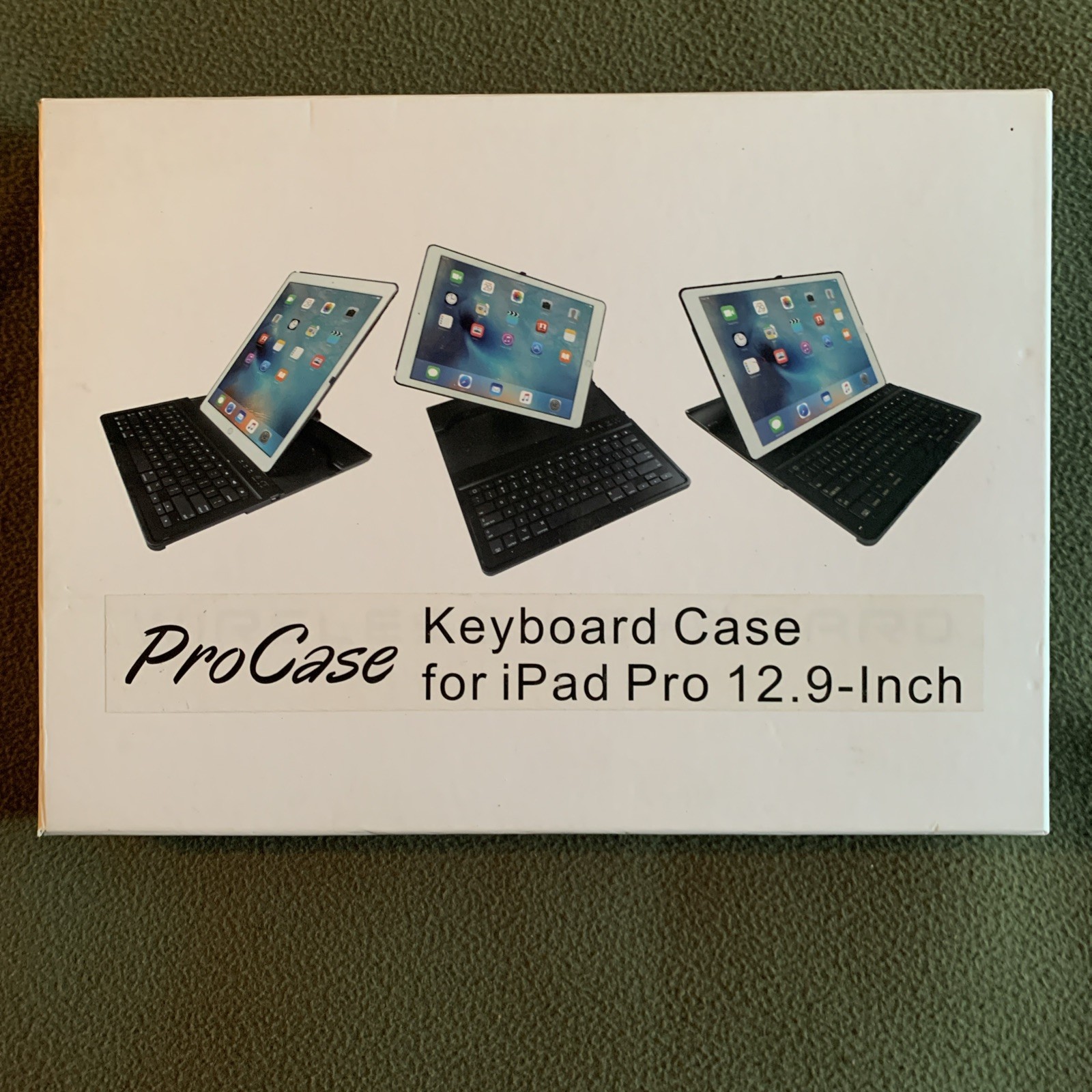 GUC ProCase Keyboard Case For iPad Pro 12.9 Inch. Box And Charging Cord.