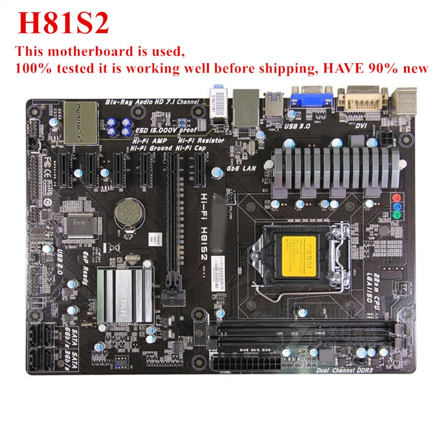 Used H81S2 Desktop HI-FI H81S2 Motherboard H81 SATA2 USB2.0 ATX