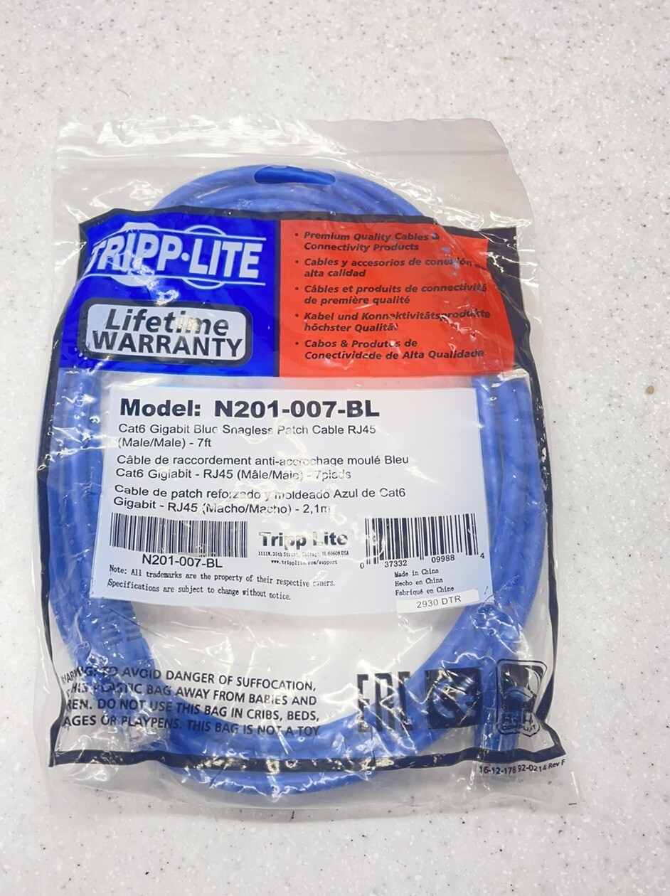 NEW TRIPP LITE N201-007-BL ETHERNET CABLE CAT6