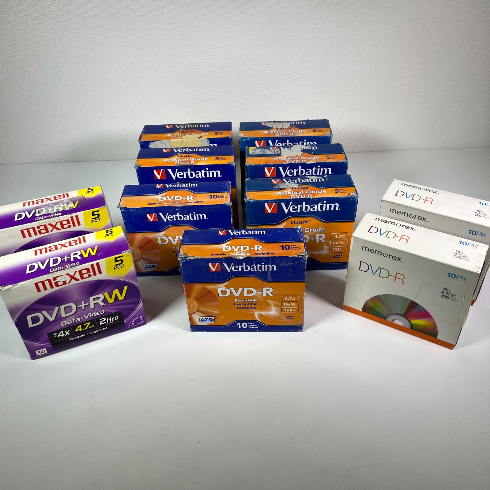 Verbatim & Memorex DVD-R, Maxell DVD+RW 4x 4.7GB,  Recordable Lot of 75 * NEW