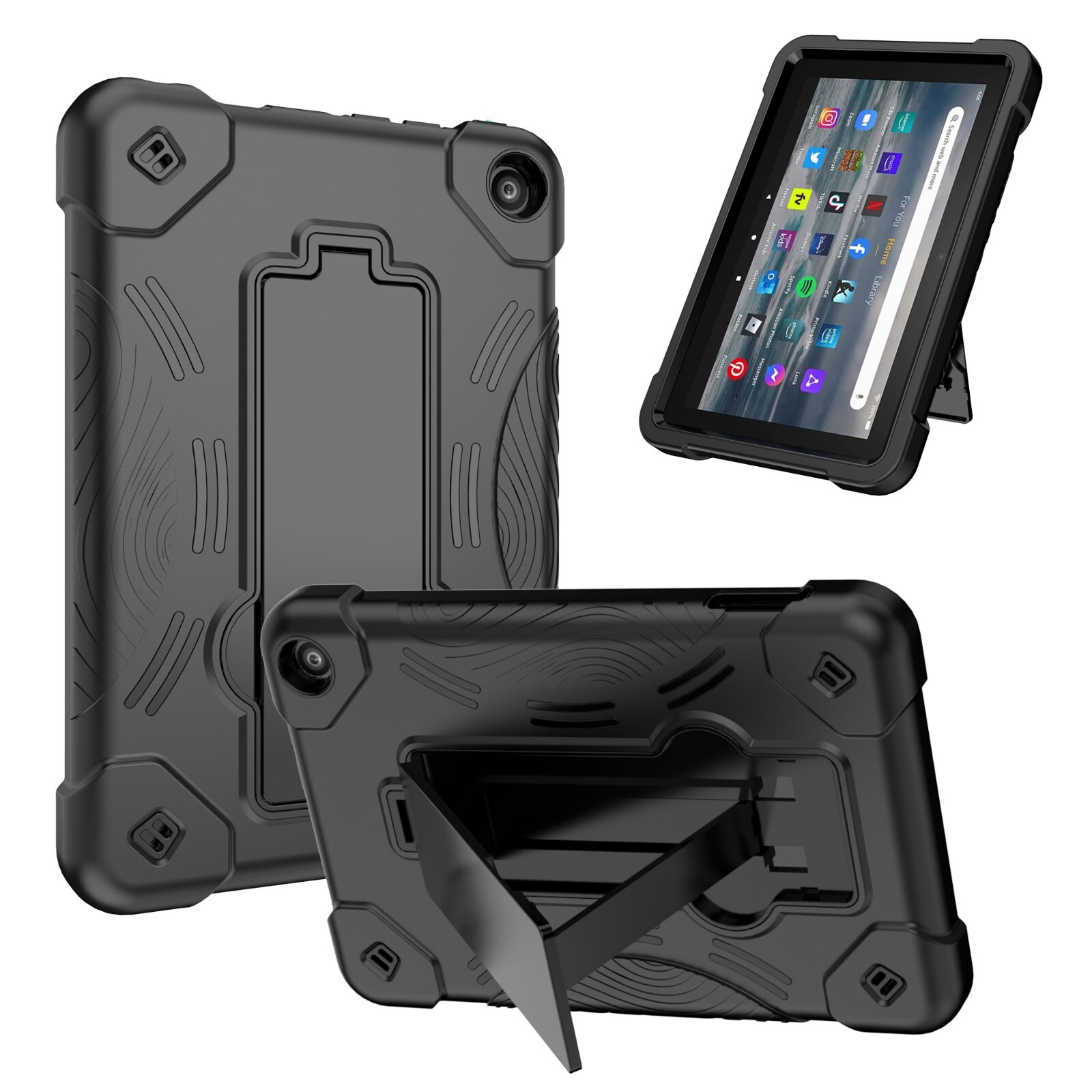 Hybrid Case for Amazon Fire 7 Tablet (12th Gen 2022) Shockproof Cover Kickstand