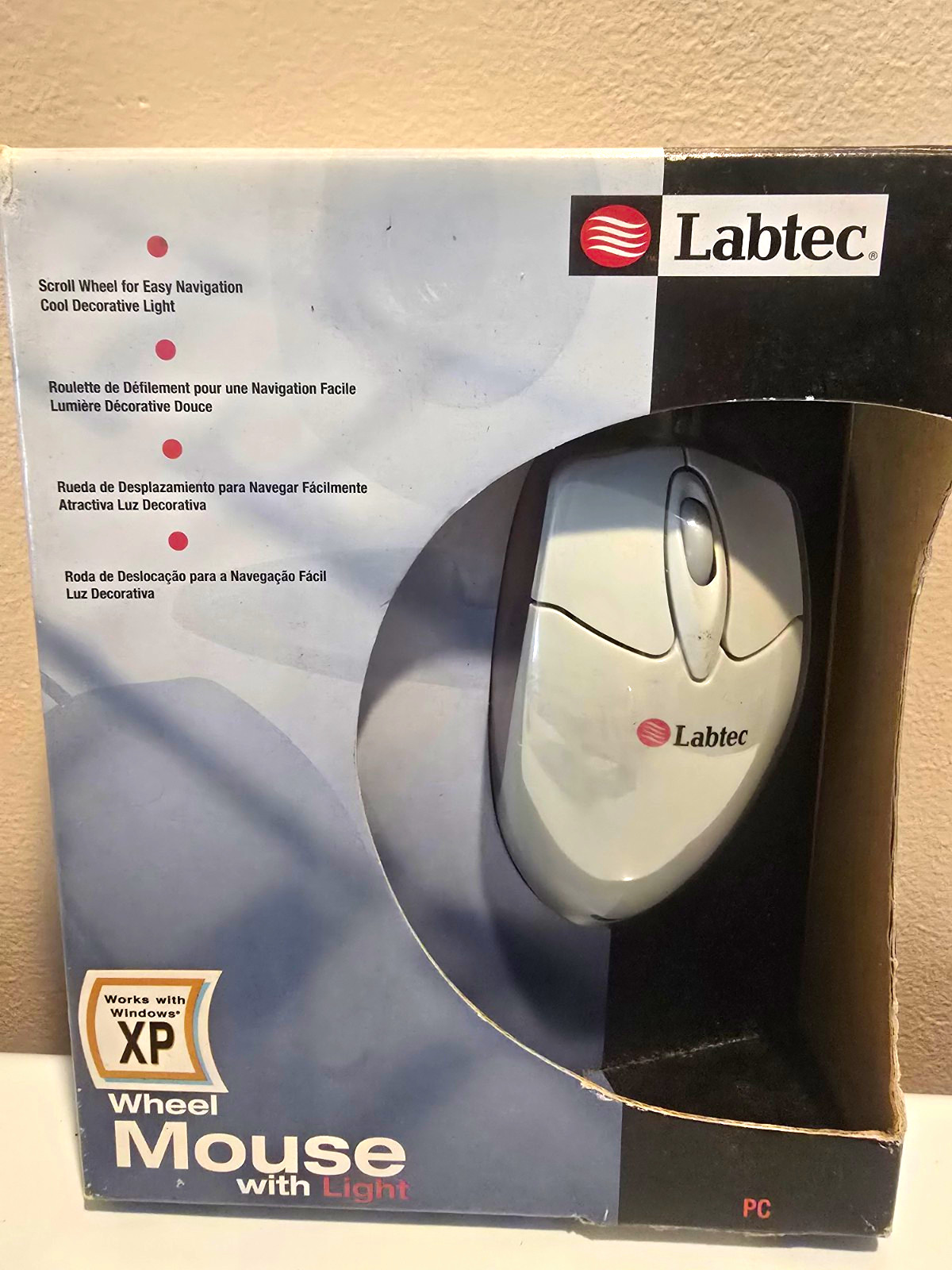 Labtec Wheel Mouse with Light PS/2 Wired Optical Silver Scroll Wheel LED