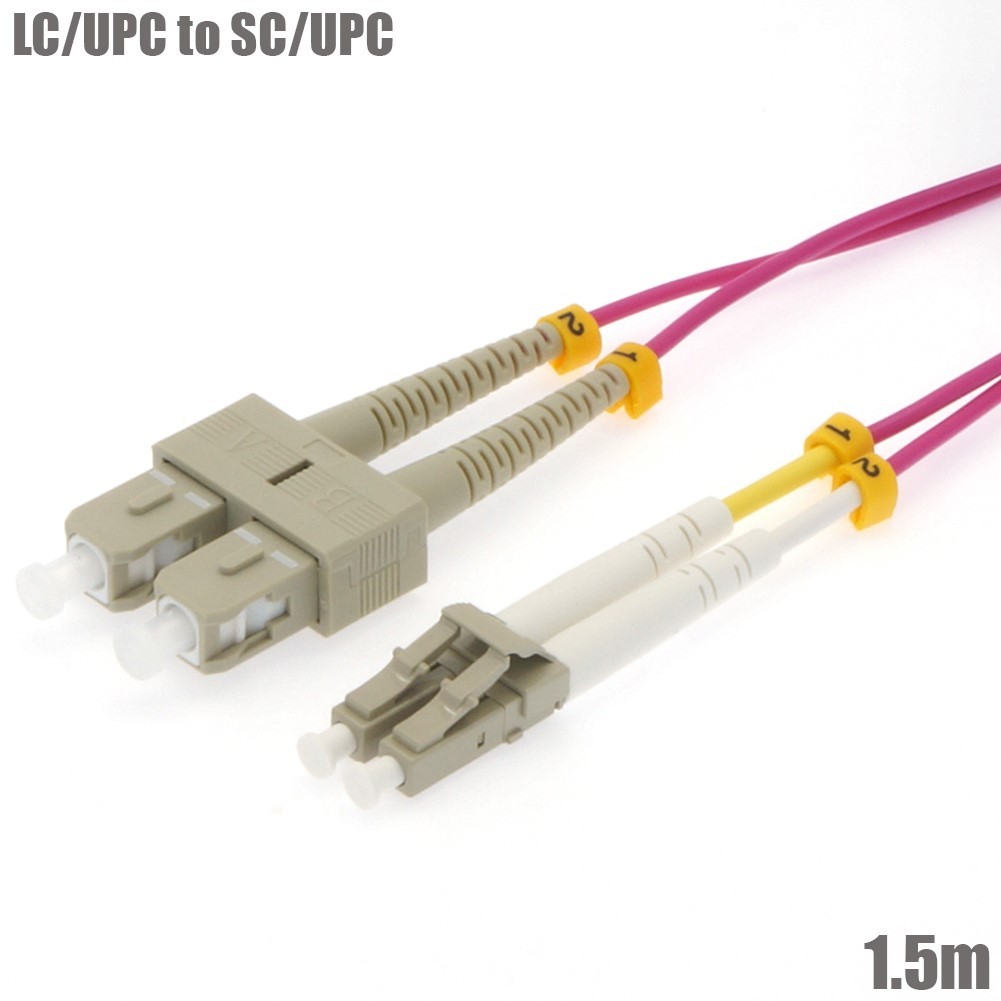 1.5M LC/UPC-SC/UPC OM4 Duplex Multi-Mode Fiber Optic Patch Cable Erika Violet