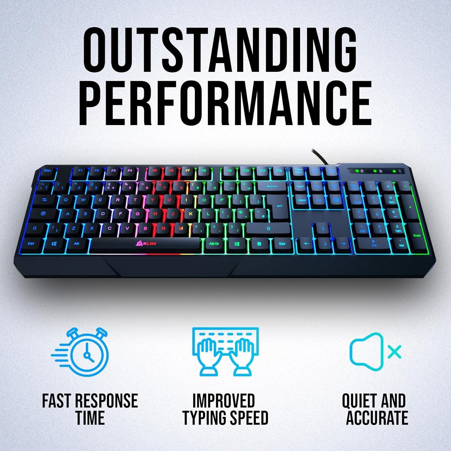BUNDLE DEAL  12 KLIM CHROMA LED Backlit Keyboards, Waterproof, USB, Quiet Key