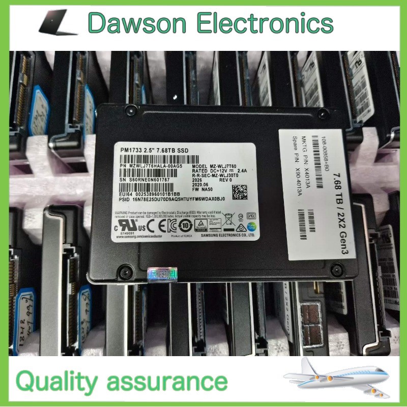 Used X4013A NETAPP Samsung MZ-WLJ7T60 PM1733 7.68TB NVME PCIe Gen4 U.2 2.5" SSD