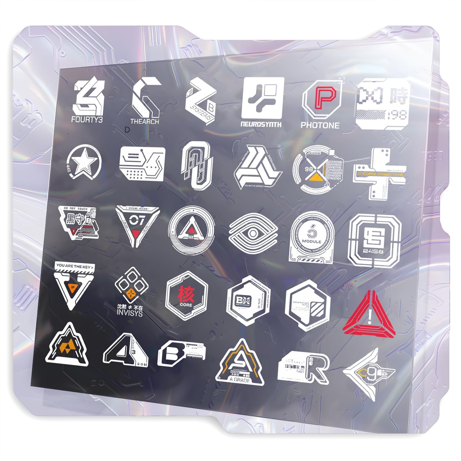 ASKINAMI Chrono_Chrome Cyberpunk White Sticker Pack 30pcs (White)