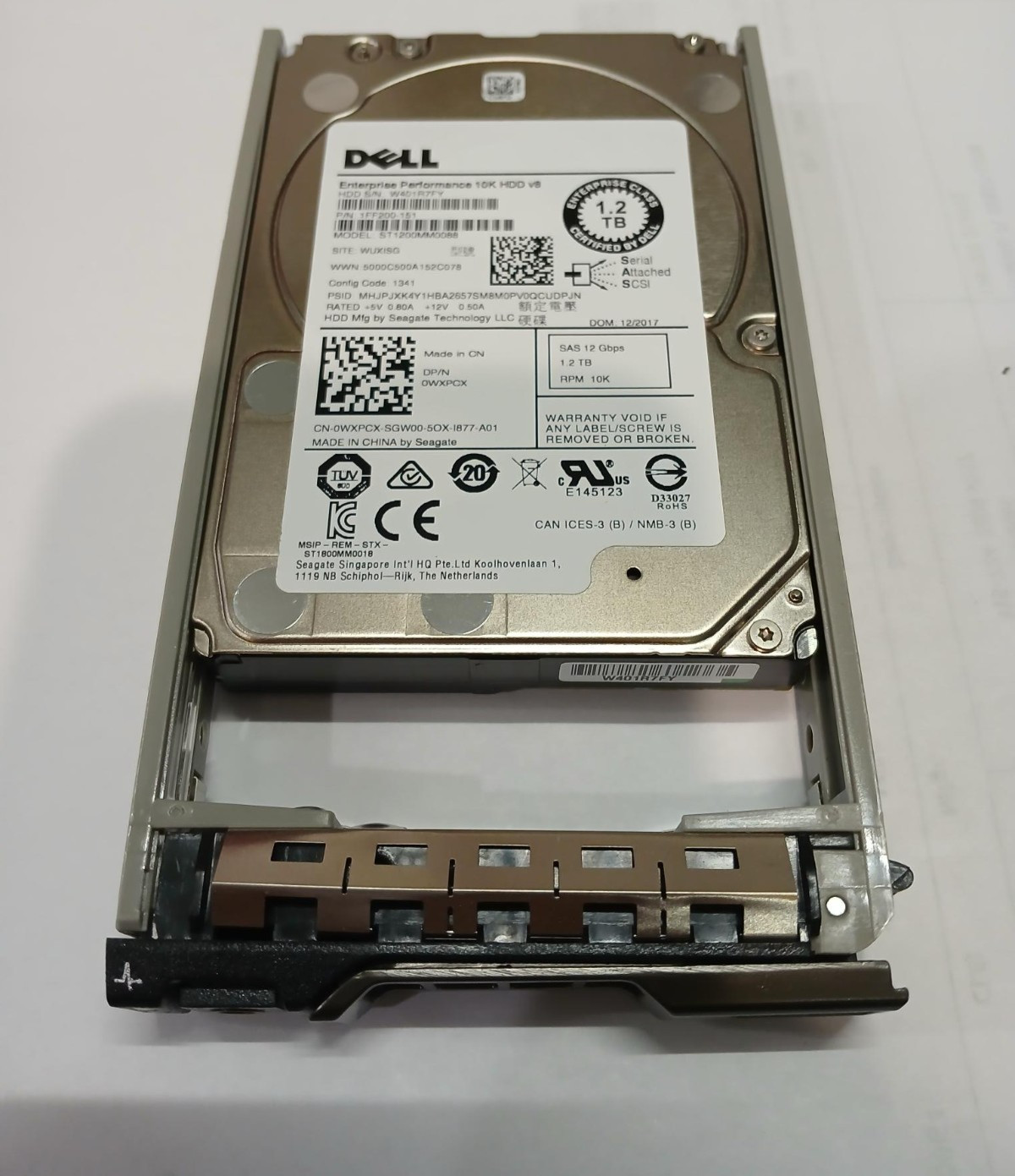 DELL WXPCX ST1200MM0088 1FF200-151 1.2TB 10K RPM 12Gbps SAS 2.5" w/ Tray 0WXPCX