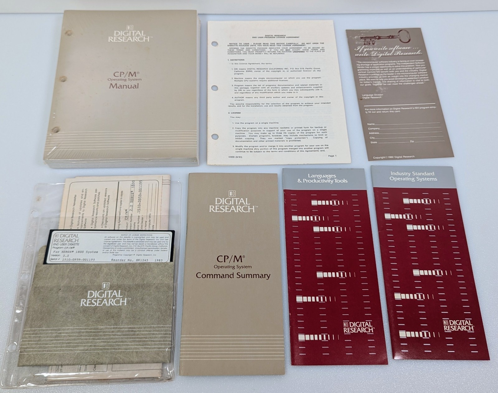 Xerox 1800 CP/M Operating System - Digital Research 1983 - 5.25" Disk & Manuals