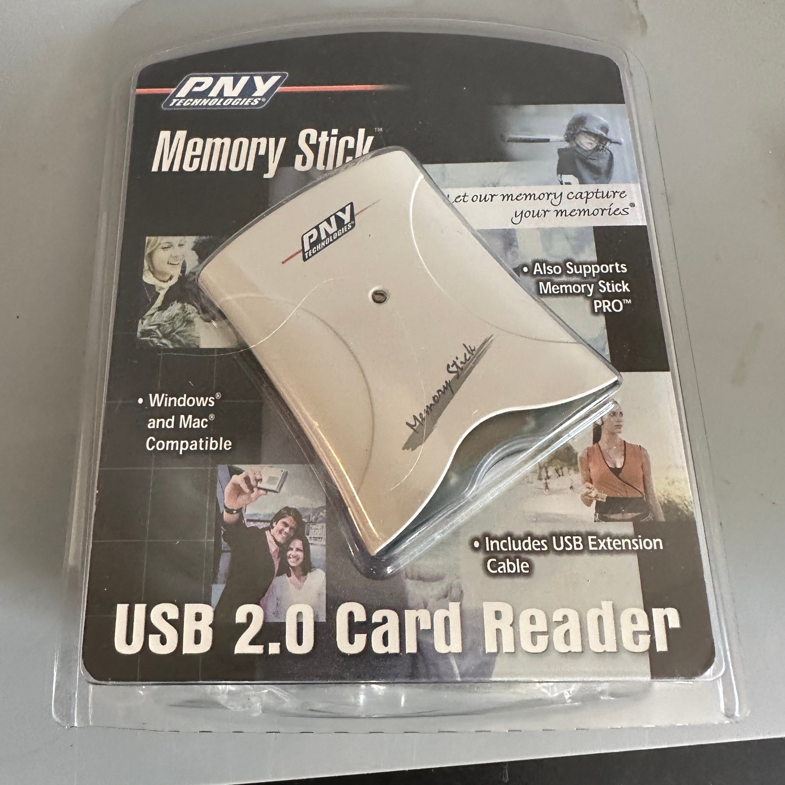 PNY Technologies Memory Stick USB 2.0 Card Reader P-MS-USB2-PB Vintage 2002 New