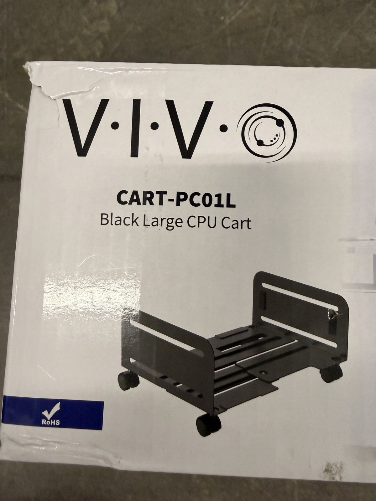 Computer Tower Cart VIVO CART-PC01L Black Metal Wheeled Adjustable 