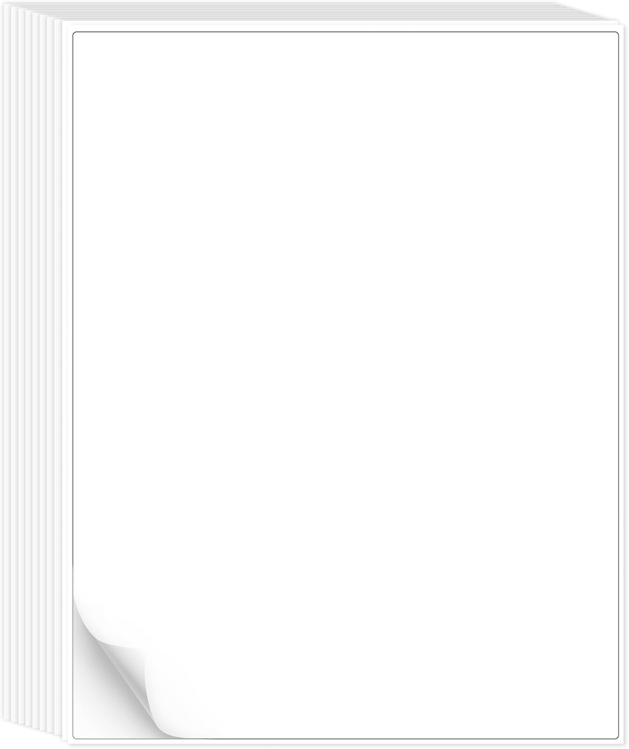 30 Sheets Printable Sticker Paper - White Matte Full Sheet Labels 8.5 x11 Inkjet
