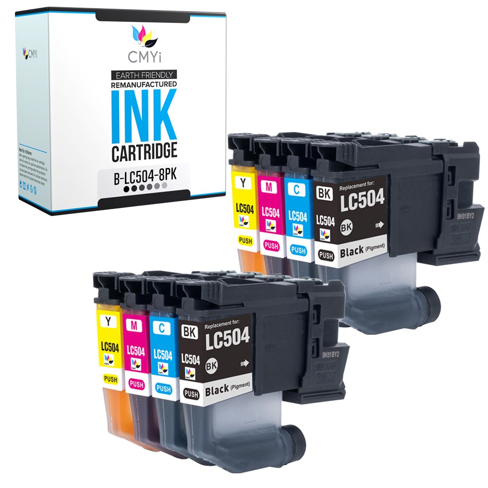 8-Pack Compatible CMYi LC504 Printer Ink Cartridges fits Brother MFC-J1365DW