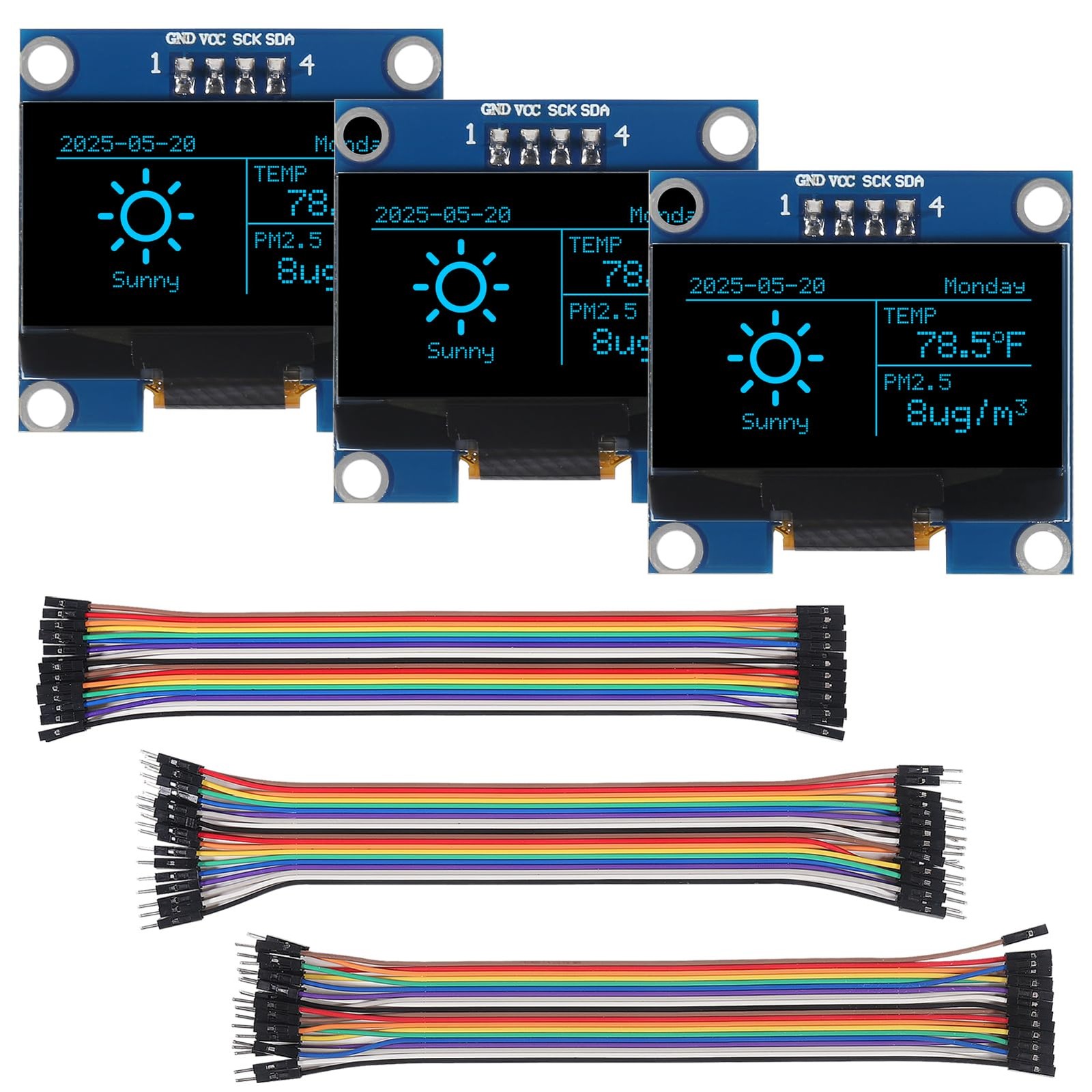 3PCS 1.3 Inch IIC I2C OLED Display Module 128x64 Pixel SH1106 Screen Module w...