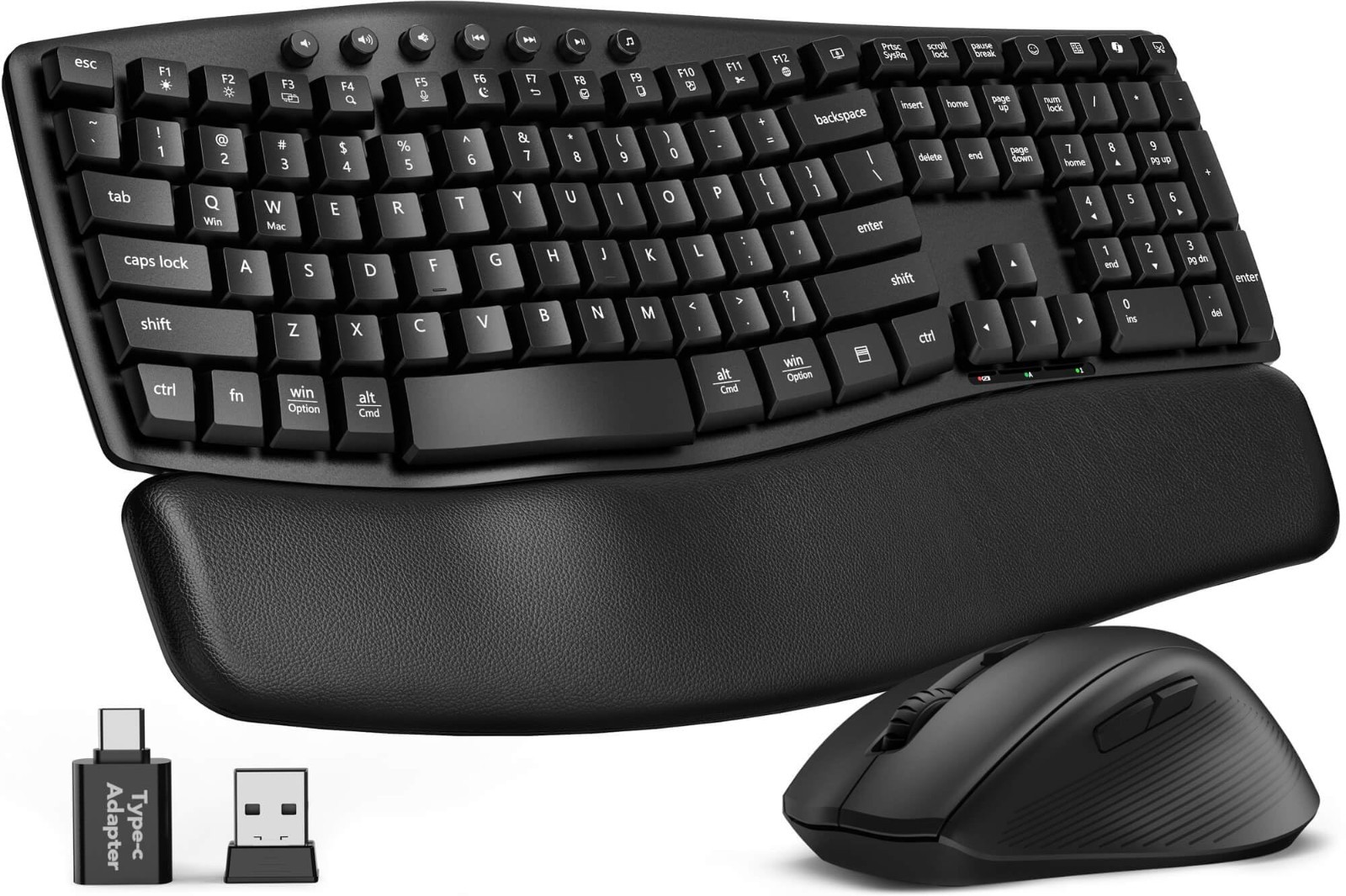 SABLUTE Wireless Keyboard and Mouse Combo MA41 30dB Quiet Ergonomic Wave Keyboar