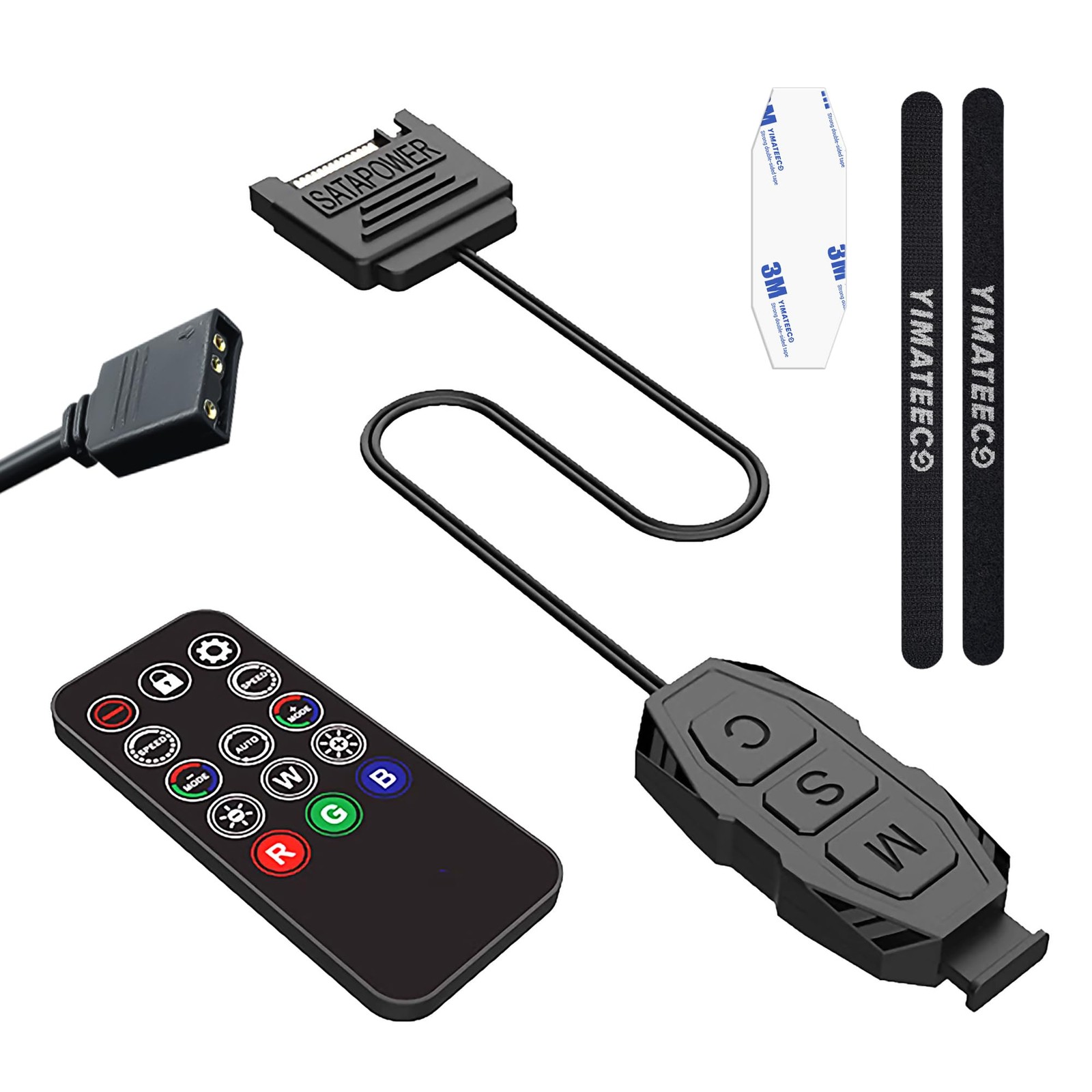 ARGB Controller Kit 5V 3-Pin RGB PC Fans Controller Built-in Light Mode SATA ...